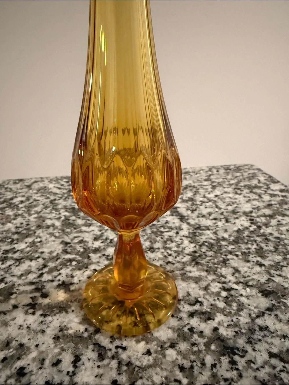 Fenton 13” vintage amber thumbprint vase … excellent condition with sticker! 💛